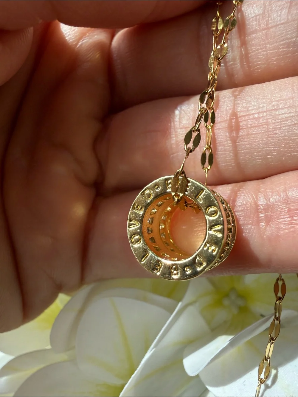 Gold Pink Crystal Elegant Pendant Necklace